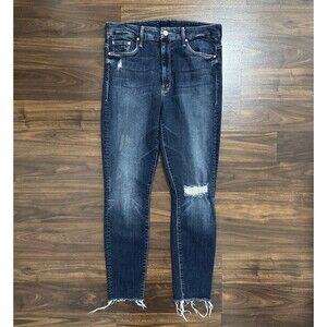 Mother Jeans Womens Sz 30 High Waisted Looker Ankle Fray Close To The Edge Denim